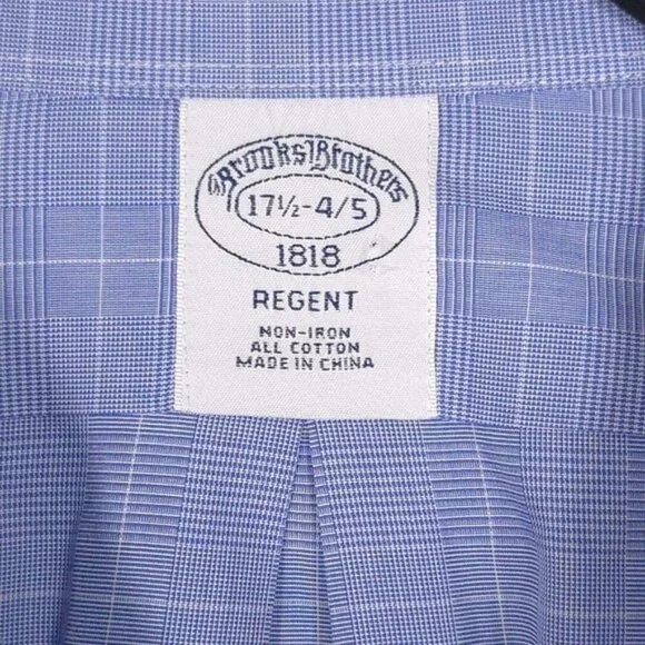 Brooks Brothers Men’s REGENT NON-IRON Cotton LS Plaid Shirt 17 1/2 - 4/5 - Picture 4 of 10